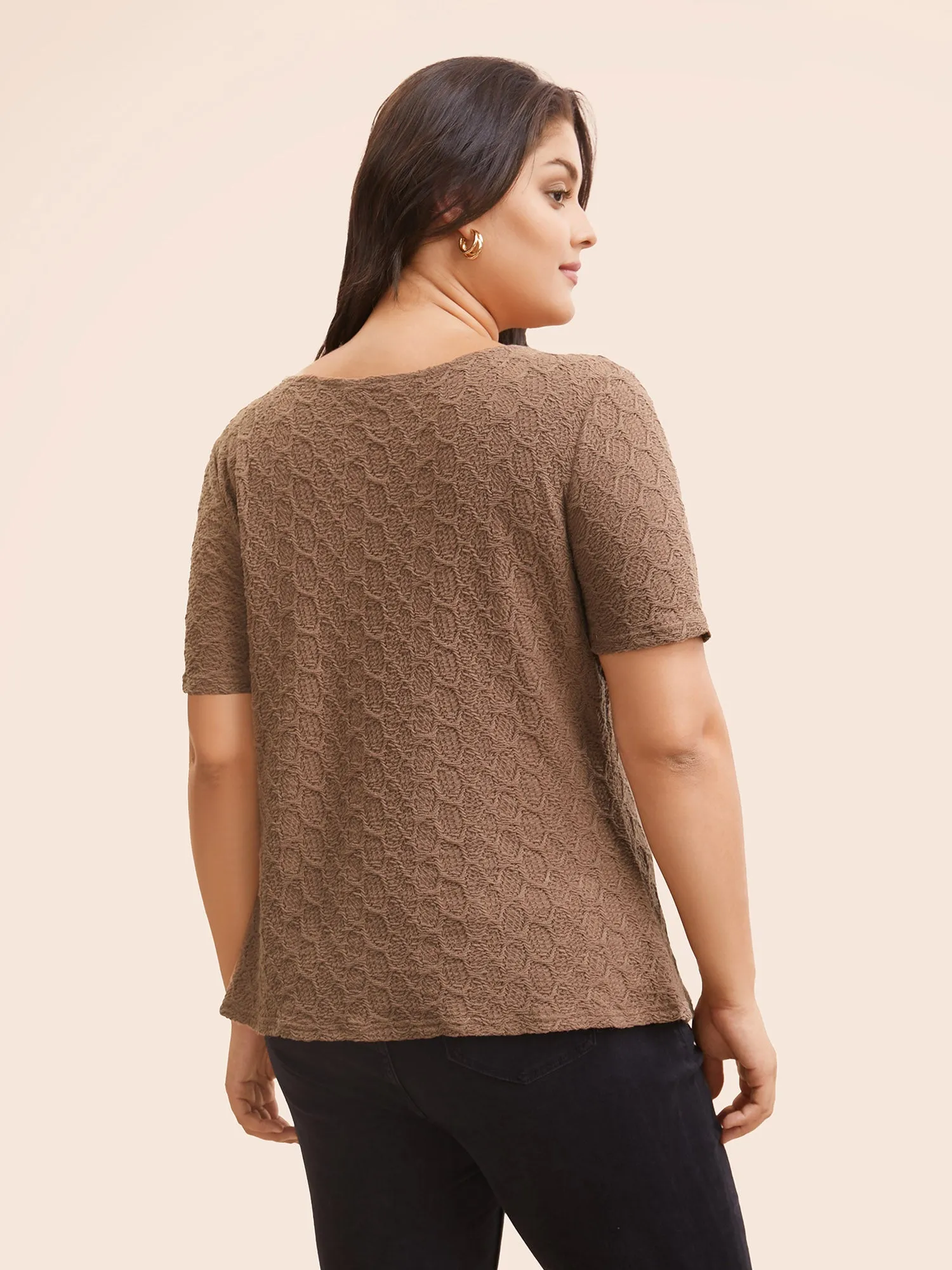 Plain Textured U Neck T-shirt sold by Bloomchic product image thumbnail 2