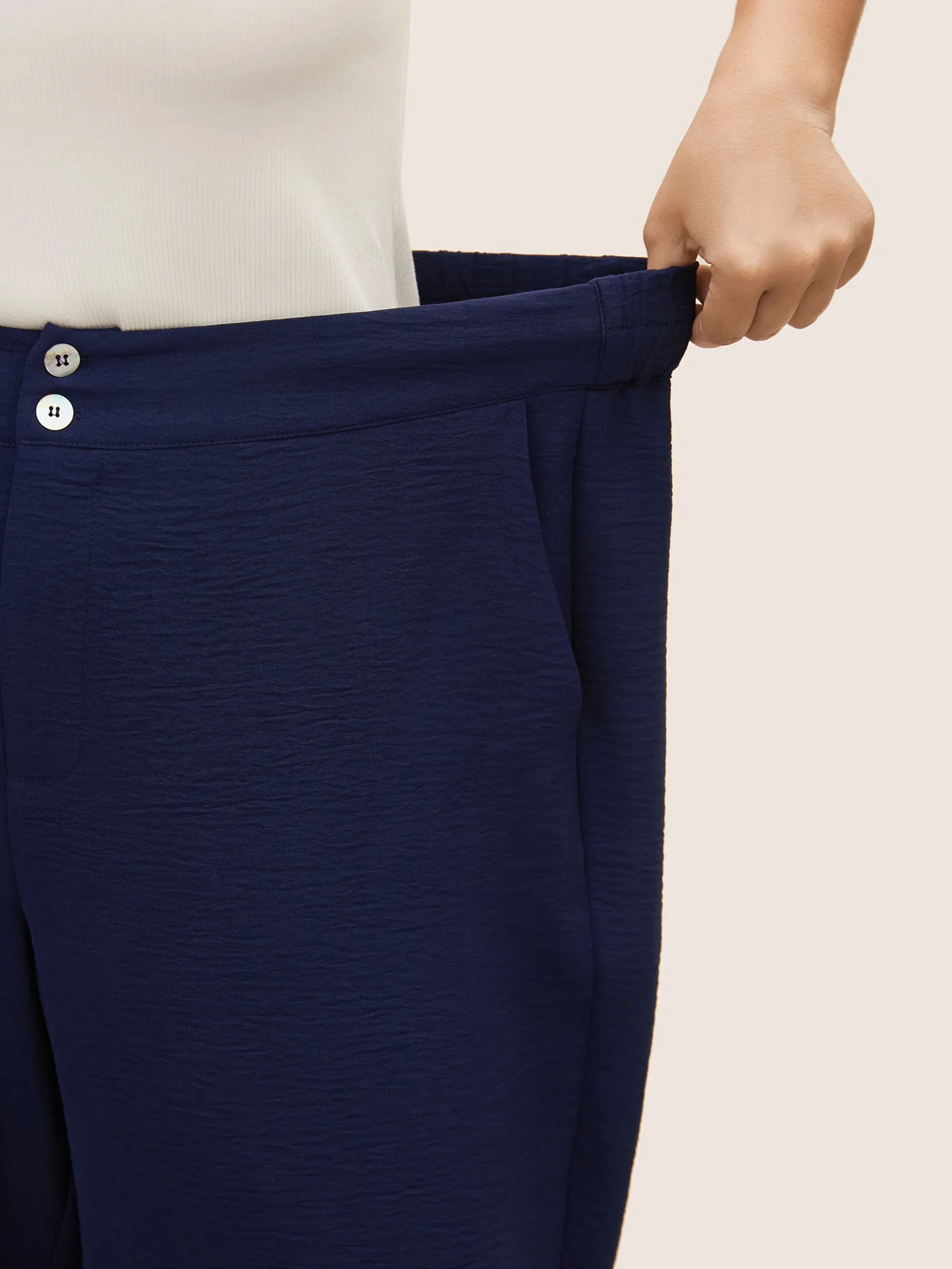 Solid Button Up Gathered Wide Leg Pants sold by Bloomchic product image thumbnail 4