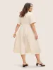 Cotton Linen Cuffed Sleeve Tie Knot Midi Dress sold by Bloomchic