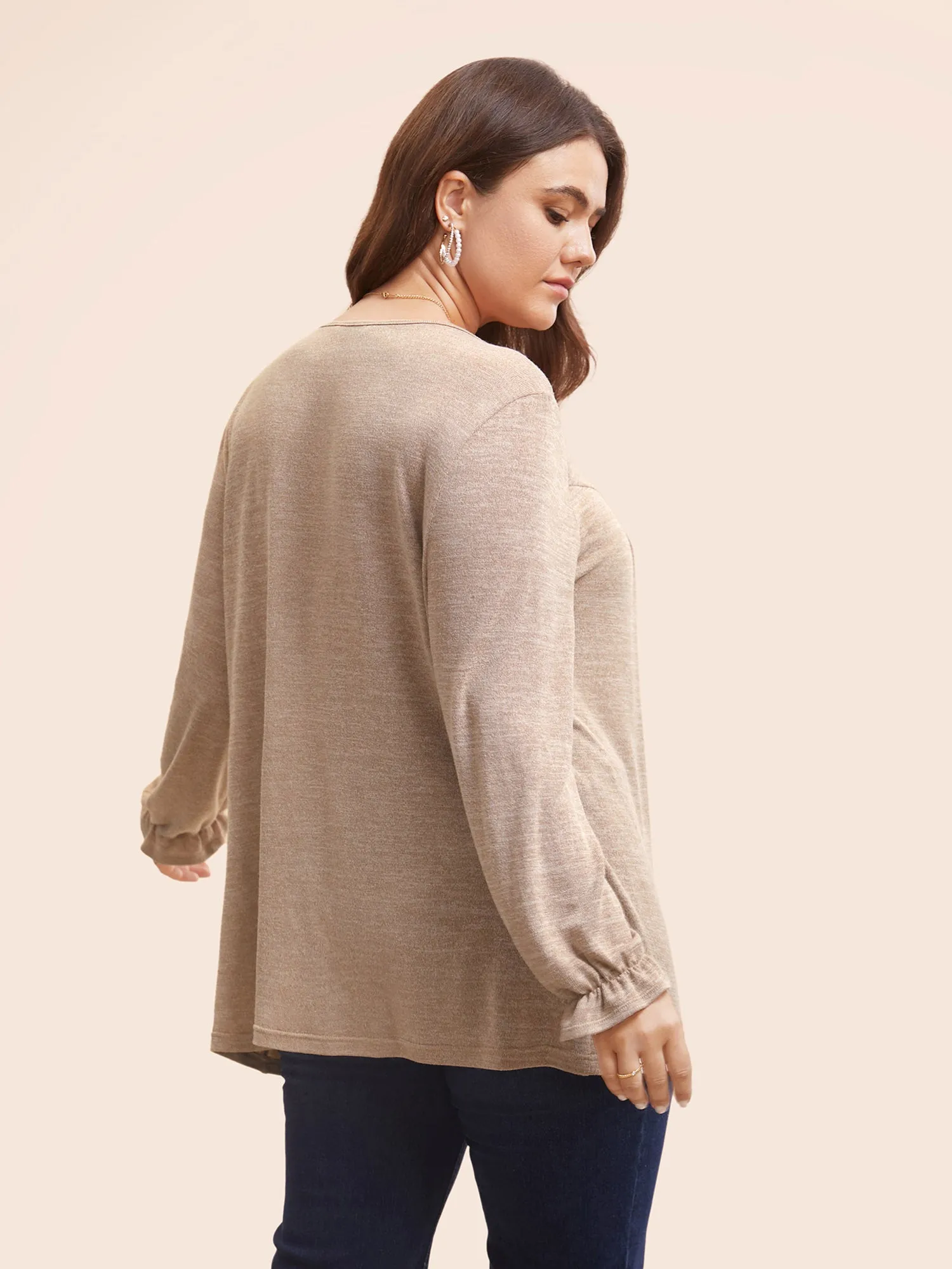 Round Neck Heather Pleated T-shirt sold by Bloomchic product image thumbnail 2