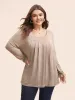 Round Neck Heather Pleated T-shirt sold by Bloomchic