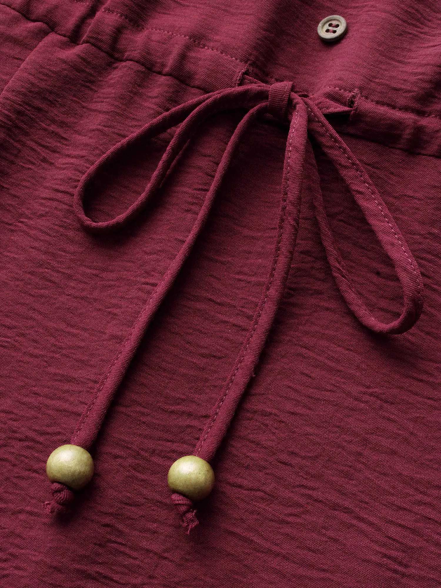 Plain Ruffle Trim Button Detail Drawstring Dress sold by Bloomchic product image thumbnail 5