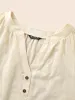 Cotton Notched Texture Button Detail Blouse sold by Bloomchic