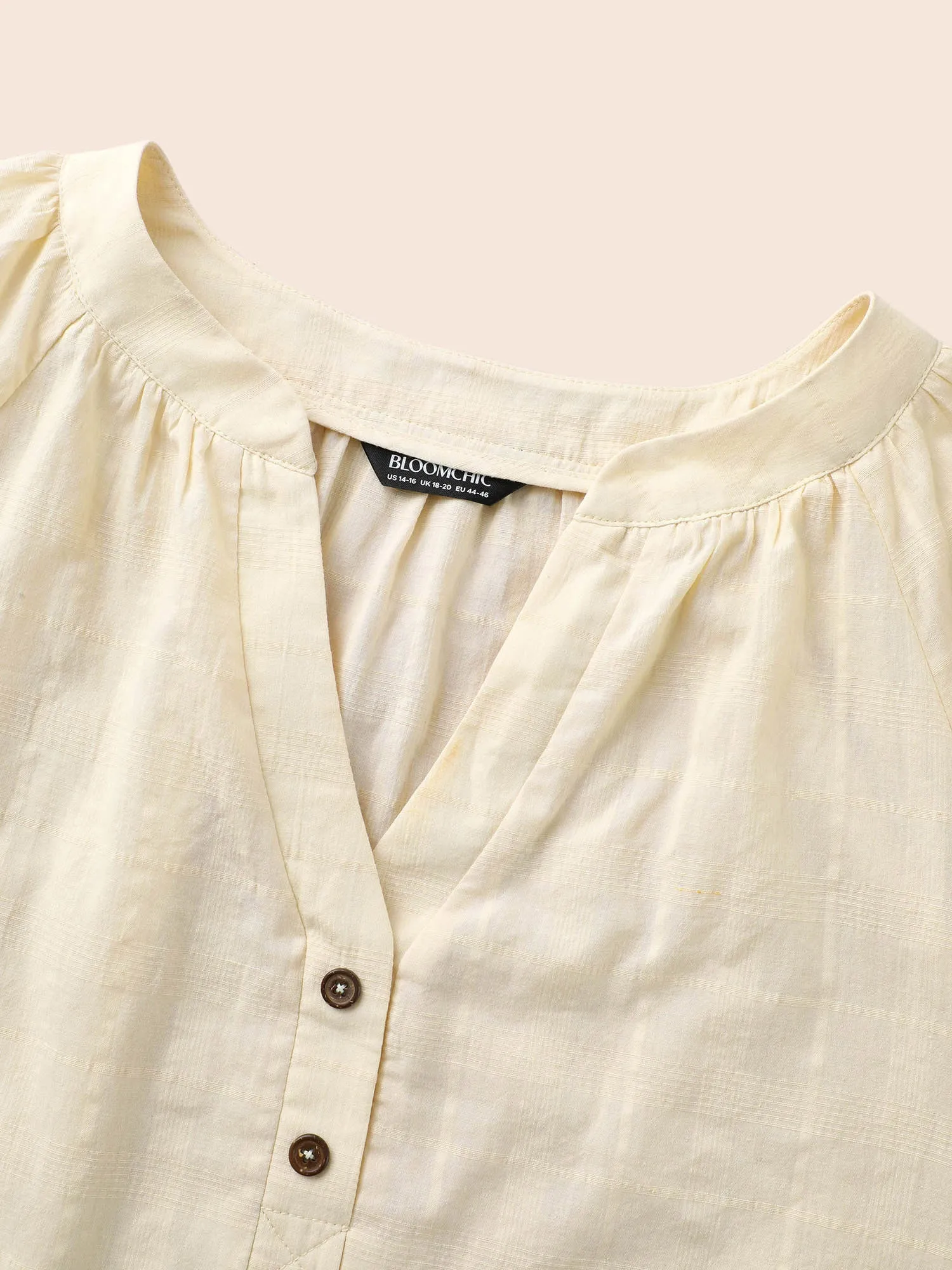 Cotton Notched Texture Button Detail Blouse sold by Bloomchic product image thumbnail 5
