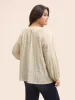 Cotton Notched Texture Button Detail Blouse sold by Bloomchic
