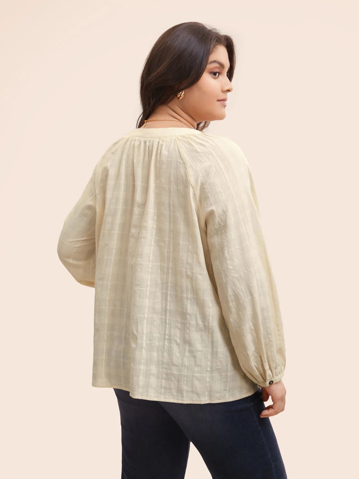 Cotton Notched Texture Button Detail Blouse sold by Bloomchic product image thumbnail 4