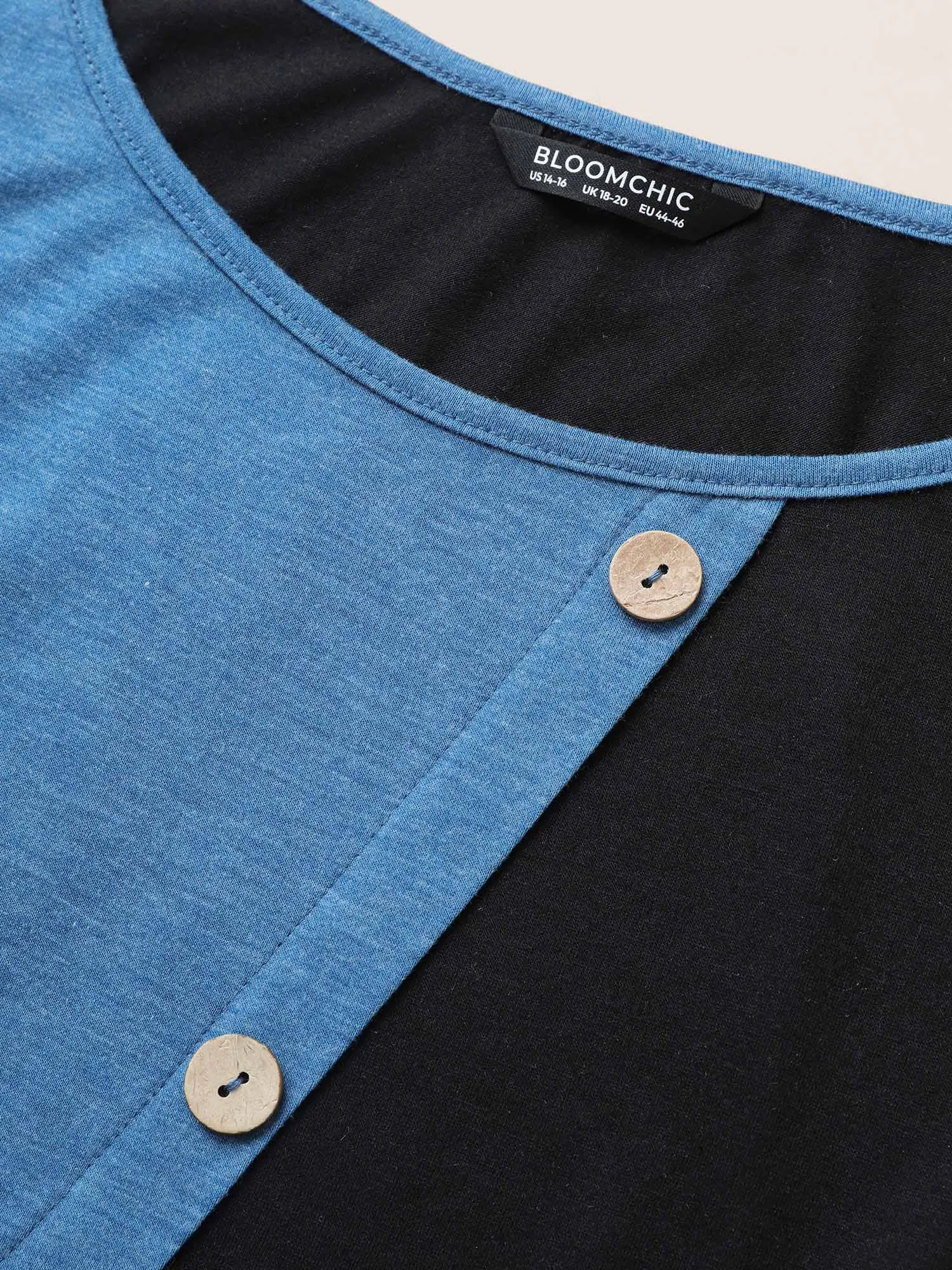 Supersoft Essentials Colorblock Button Detail Patchwork Dress sold by Bloomchic product image thumbnail 5