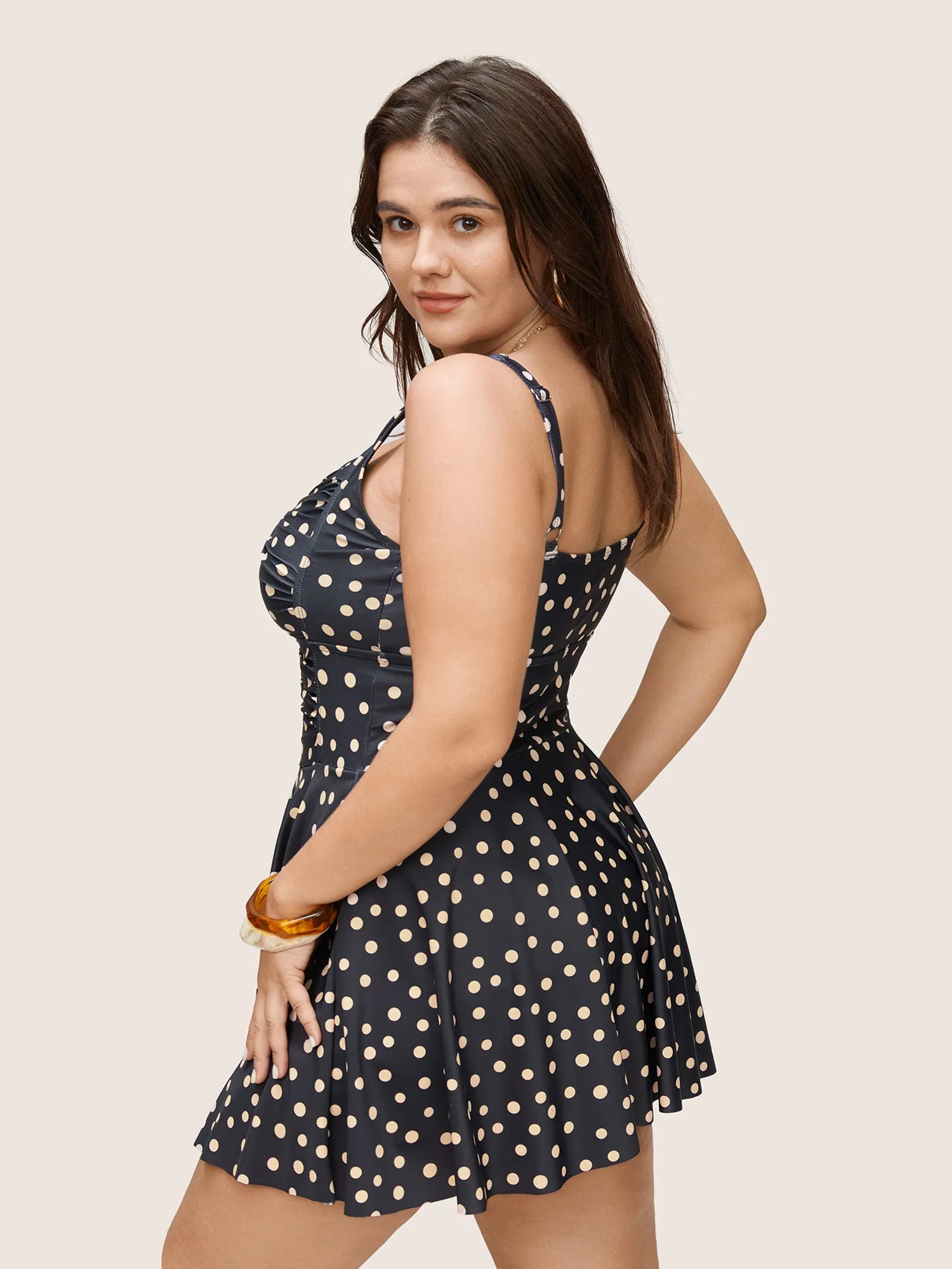 Polka Dot Crossover Adjustable Straps Swim Dress sold by Bloomchic product image thumbnail 2