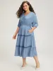 Solid Shirred Stitch Layered Hem Ties Dress sold by Bloomchic