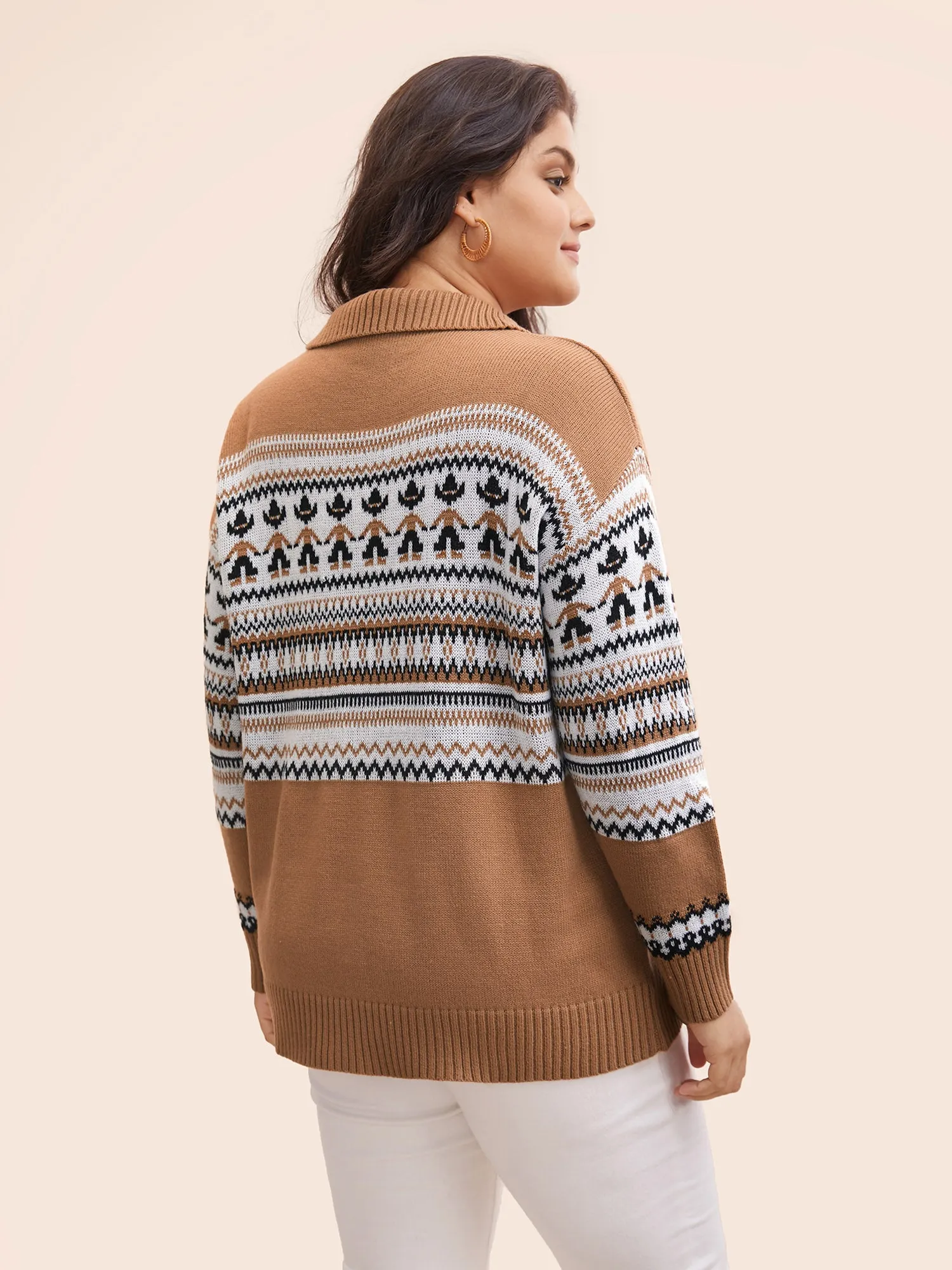 Fair Isle Half Zipper Design Pullover sold by Bloomchic product image thumbnail 2