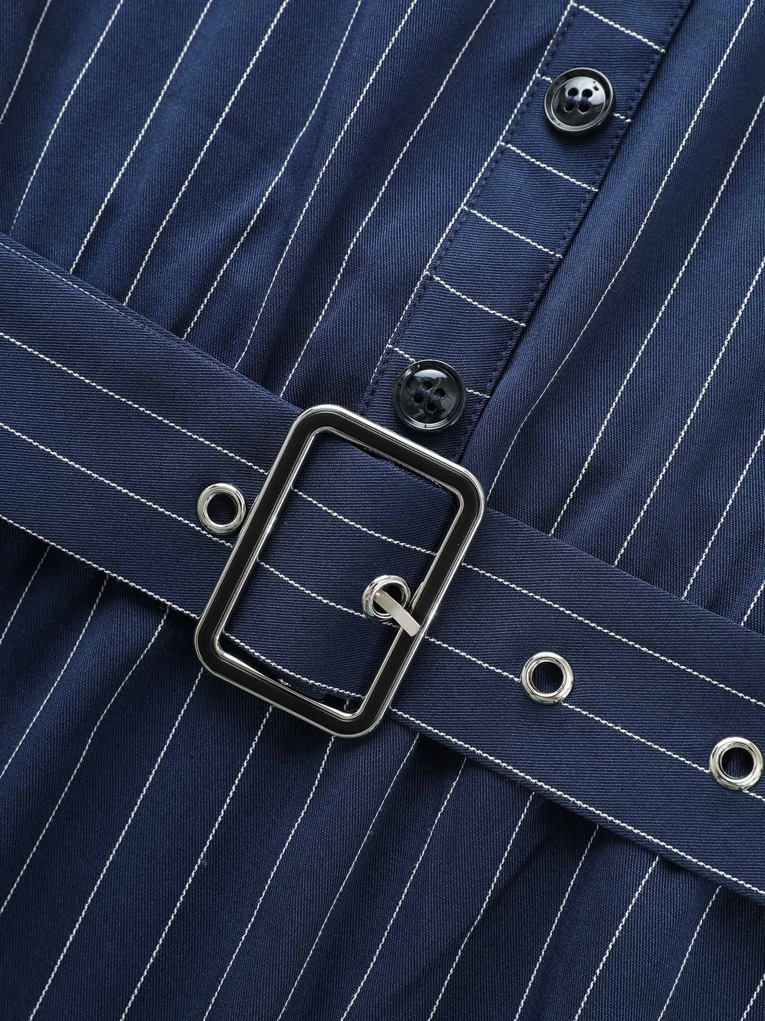 Striped Notched Button Detail Belted Dress sold by Bloomchic product image thumbnail 5