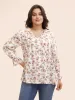 Floral Tie Knot Ruffle Trim Blouse sold by Bloomchic