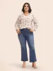 Floral Tie Knot Ruffle Trim Blouse sold by Bloomchic