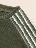 Striped Waffle Knit Patchwork T-shirt sold by Bloomchic