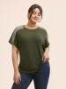 Striped Waffle Knit Patchwork T-shirt sold by Bloomchic
