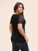 V Neck Mesh Patchwork Ruched T-shirt sold by Bloomchic