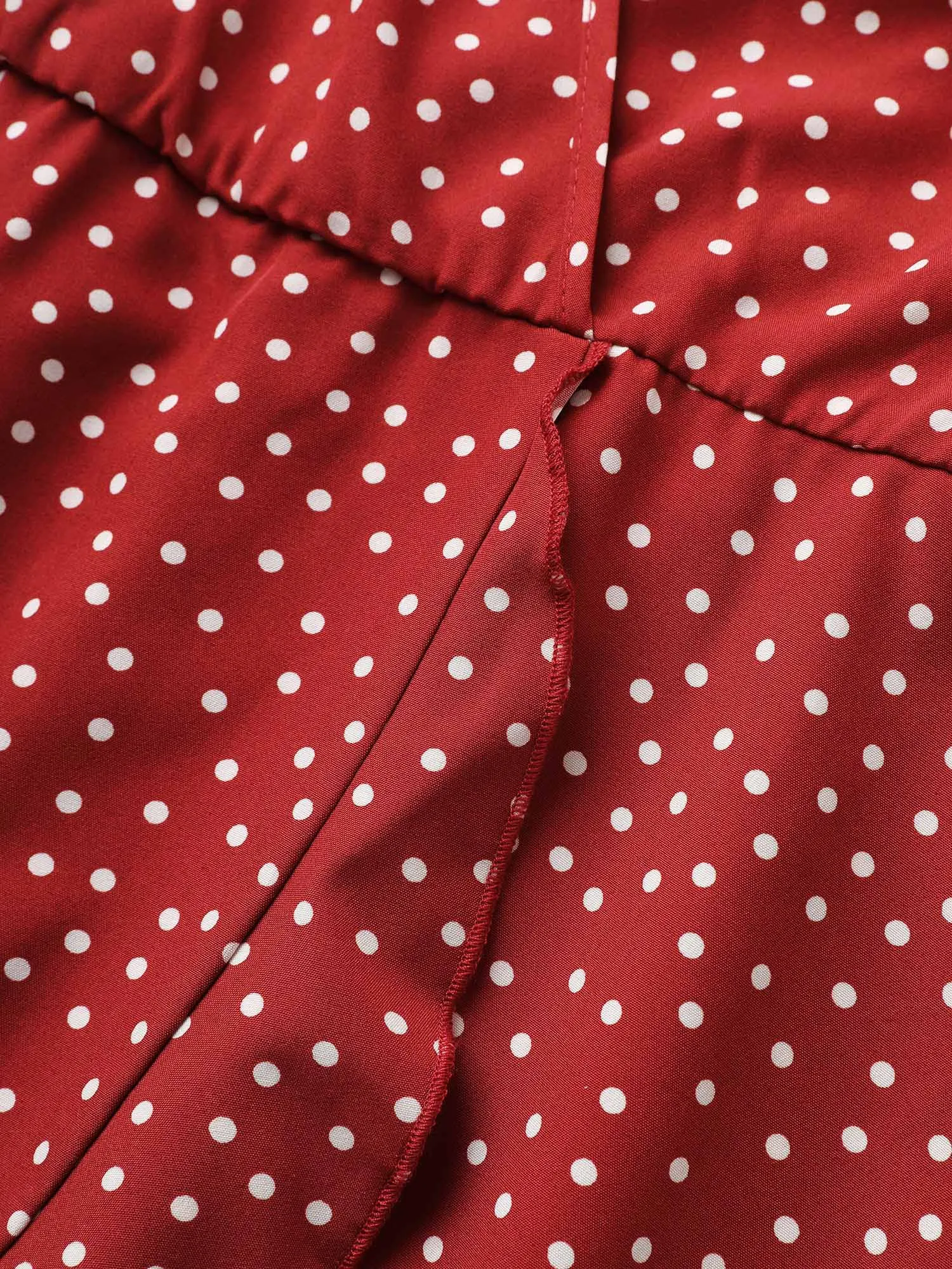 Polka Dot Surplice Neck Belted Arc Hem Dress sold by Bloomchic product image thumbnail 5