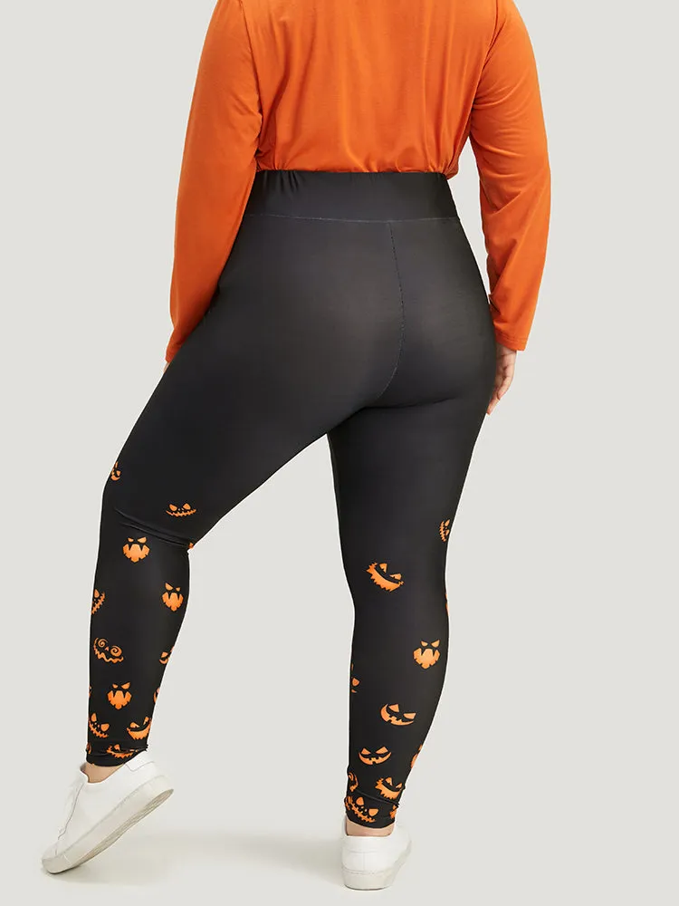 Halloween Pumpkin Print Wideband Waist Leggings sold by Bloomchic product image thumbnail 4