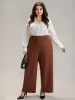 Plain Button Detail Straight Leg Pants sold by Bloomchic