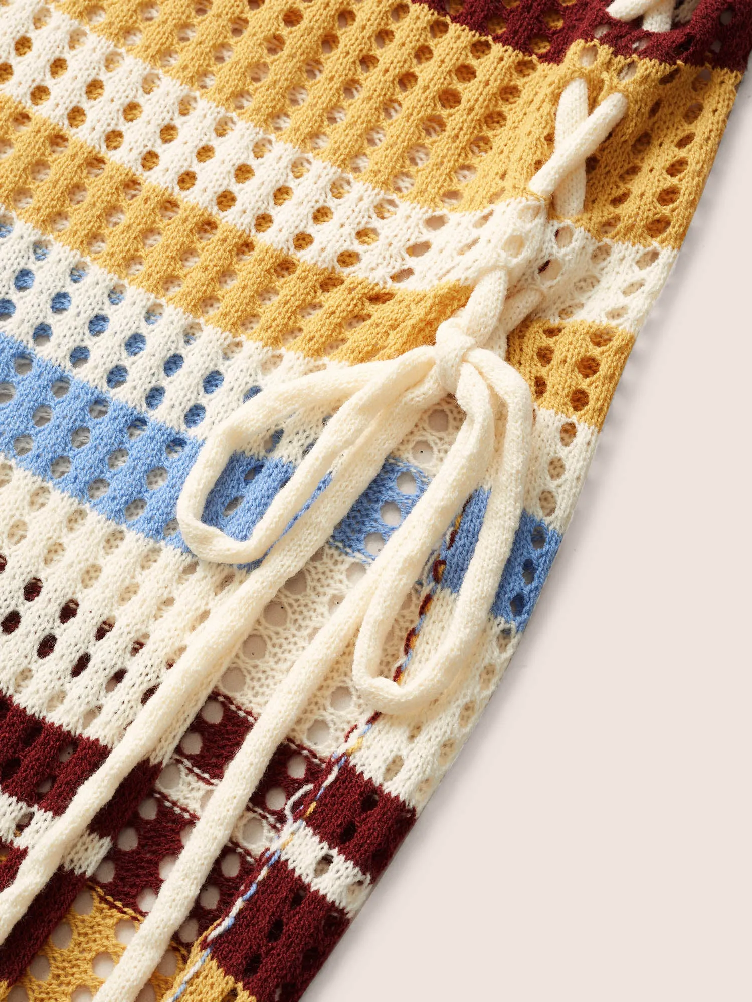 Contrast Hollow Out Ties Batwing Sleeve Swim Cover Up sold by Bloomchic product image thumbnail 5