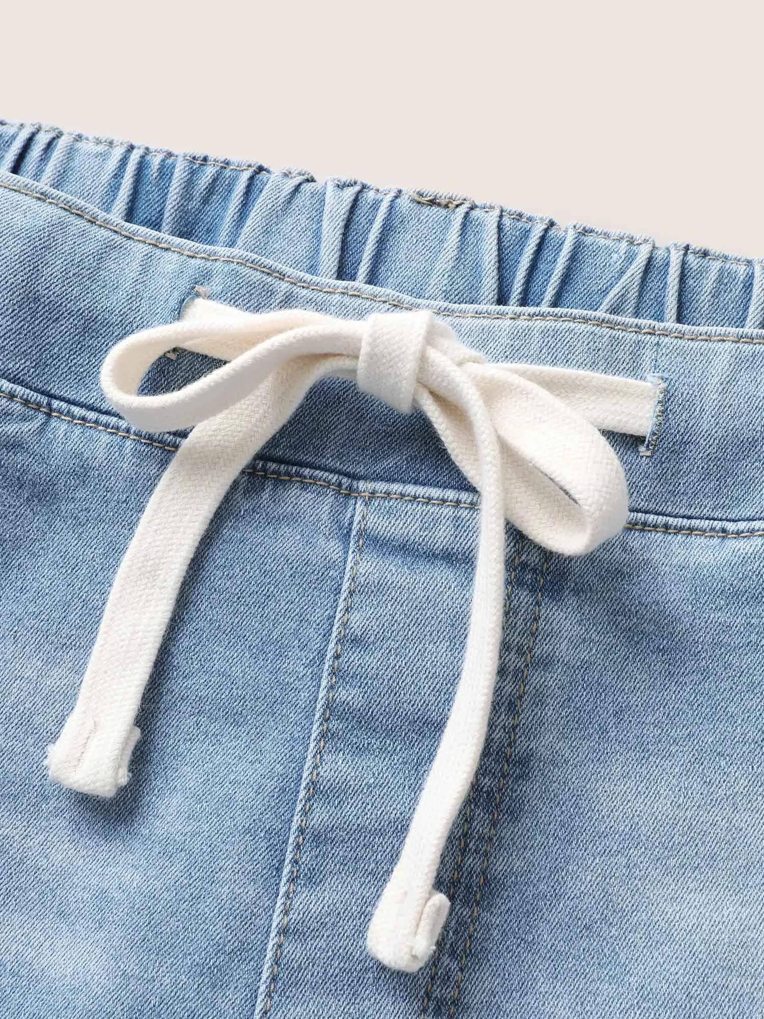 Light Wash Drawstring Straight Leg Jeans sold by Bloomchic product image thumbnail 5