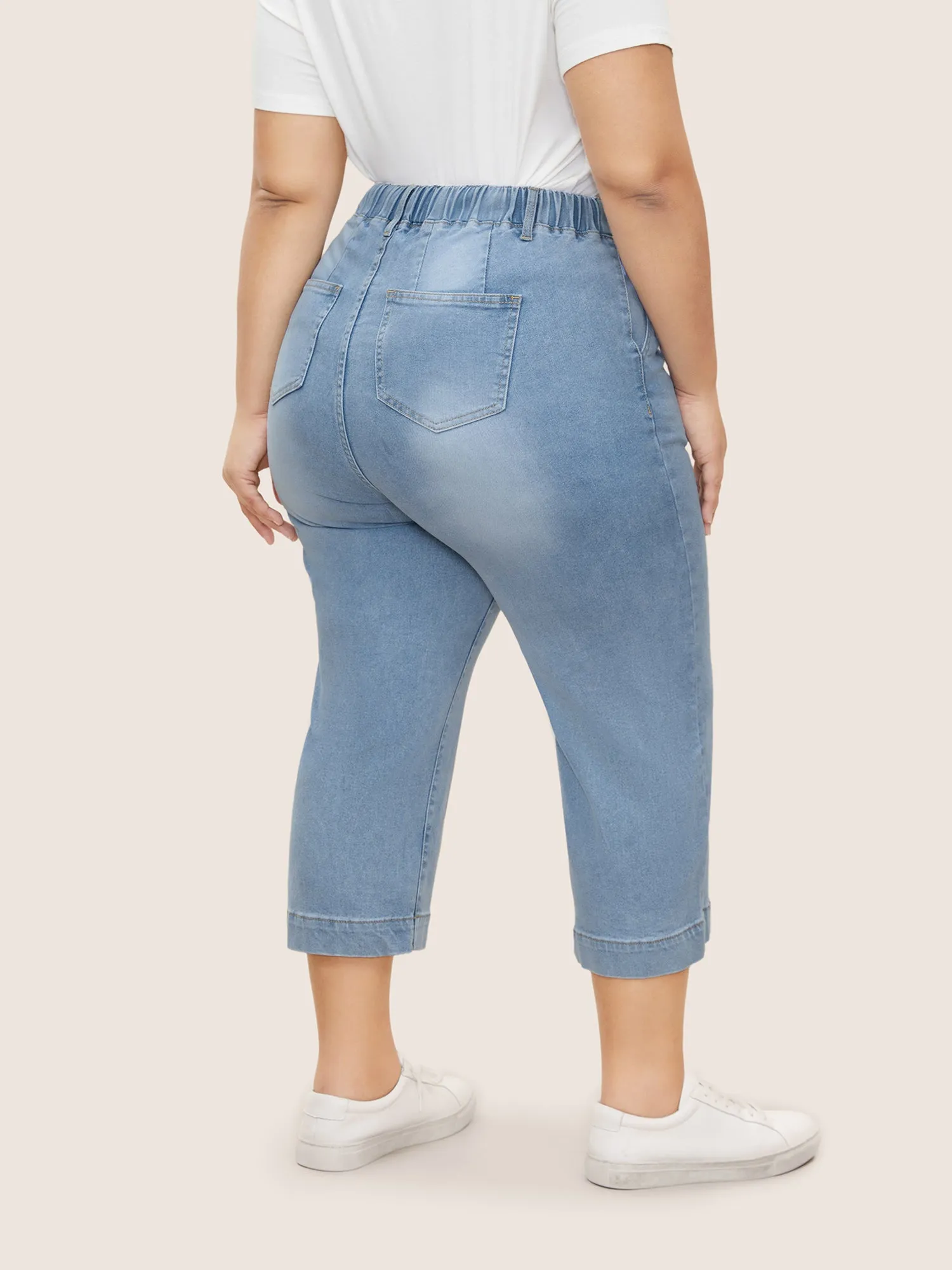 Light Wash Drawstring Straight Leg Jeans sold by Bloomchic product image thumbnail 3