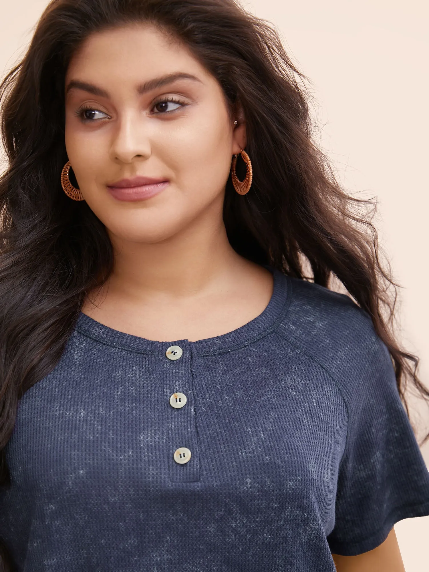 Waffle Weathering Front Placket T-shirt sold by Bloomchic product image thumbnail 3