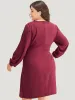 Anti-Wrinkle Solid Ties Lantern Sleeve Dress sold by Bloomchic