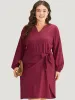 Anti-Wrinkle Solid Ties Lantern Sleeve Dress sold by Bloomchic
