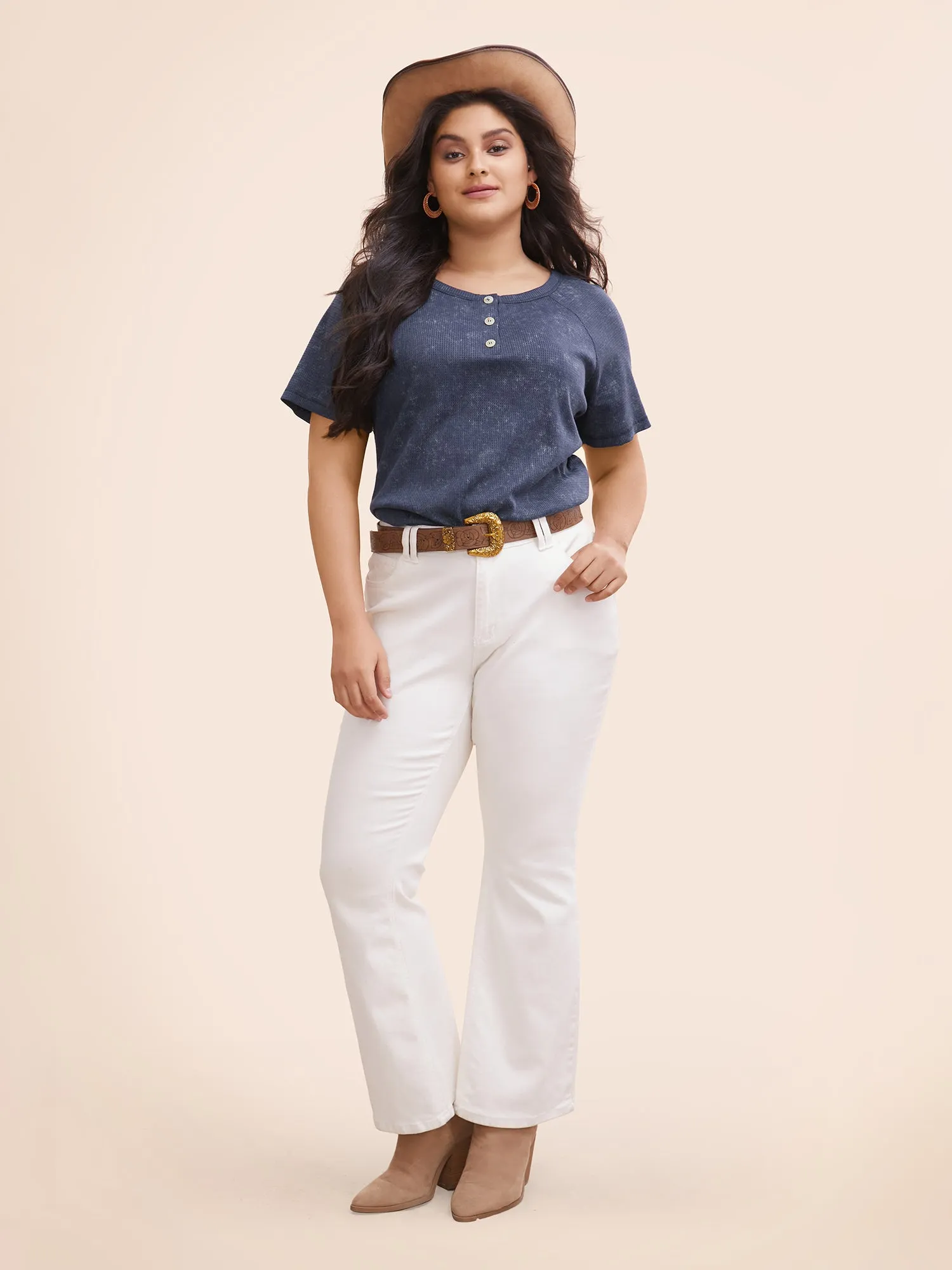 Waffle Weathering Front Placket T-shirt sold by Bloomchic product image thumbnail 4