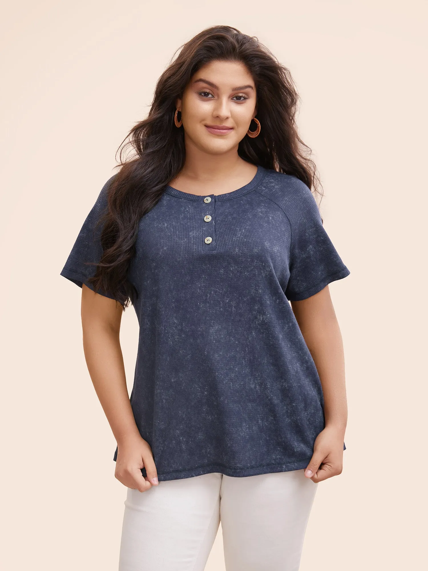 Waffle Weathering Front Placket T-shirt sold by Bloomchic product image thumbnail 2
