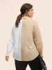 Two Tone Shirt Collar Patched Pocket Blouse sold by Bloomchic