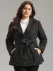 Tweed Belted Lapel Collar Button Up Coat sold by Bloomchic