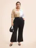 Two Tone Shirt Collar Patched Pocket Blouse sold by Bloomchic