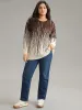 Striped Ombre Textured Elastic Cuffs Pullover sold by Bloomchic