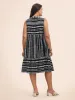 Striped Geometric Pocket Ruffle Hem Sleeveless Tank Dress sold by Bloomchic