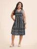 Striped Geometric Pocket Ruffle Hem Sleeveless Tank Dress sold by Bloomchic