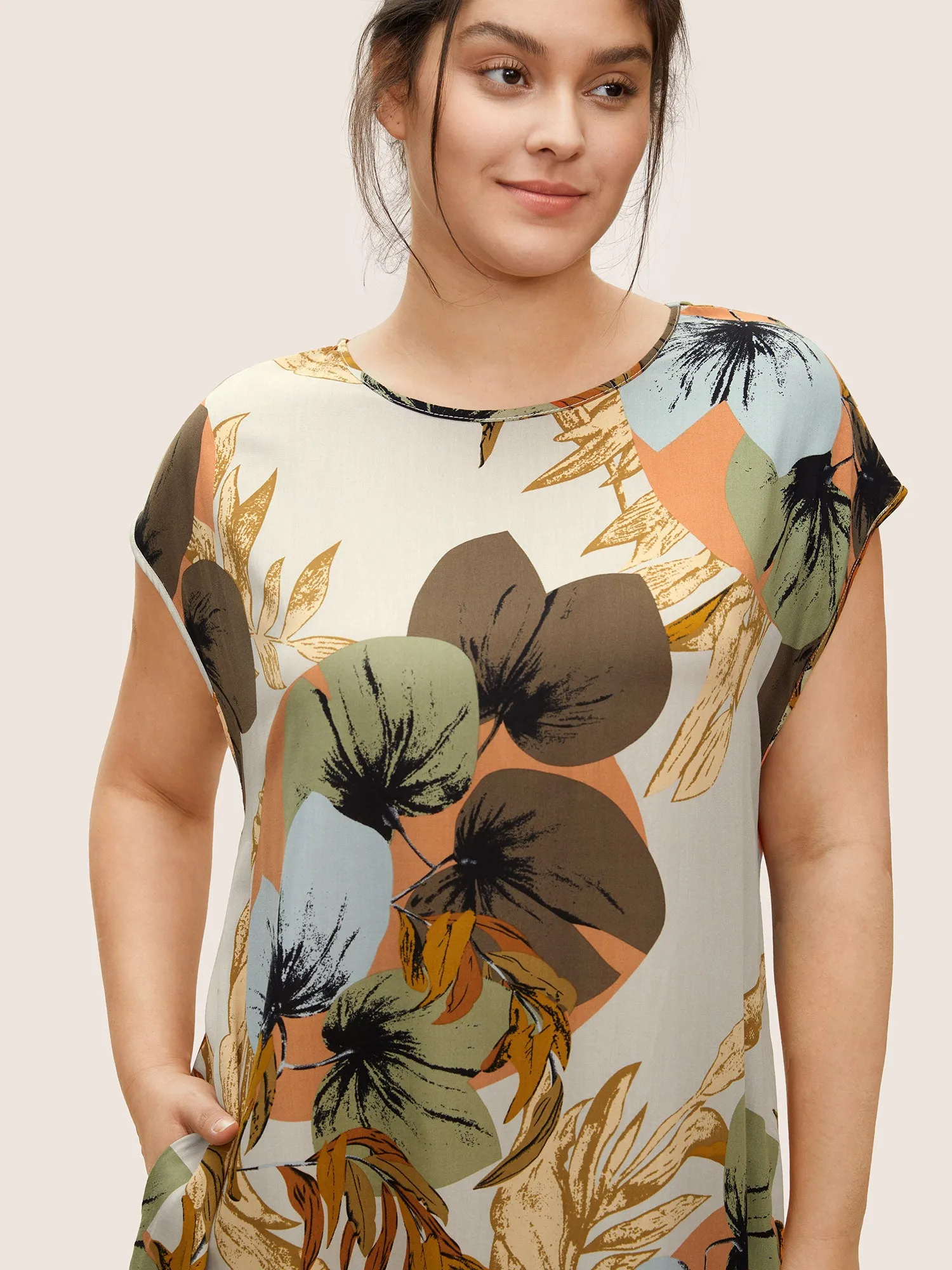 Plants Print Batwing Sleeve Pocket Sleep Dress sold by Bloomchic product image thumbnail 4