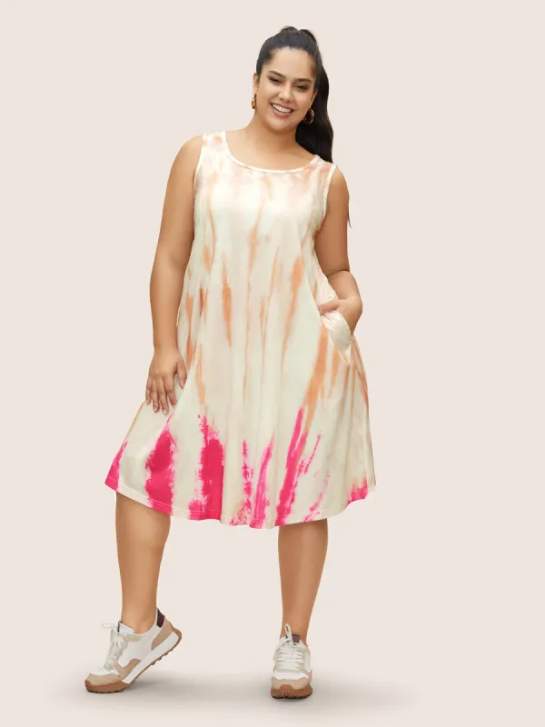 U Neck Tie Dye Pocket Tank Dress sold by Bloomchic