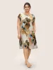 Plants Print Batwing Sleeve Pocket Sleep Dress sold by Bloomchic
