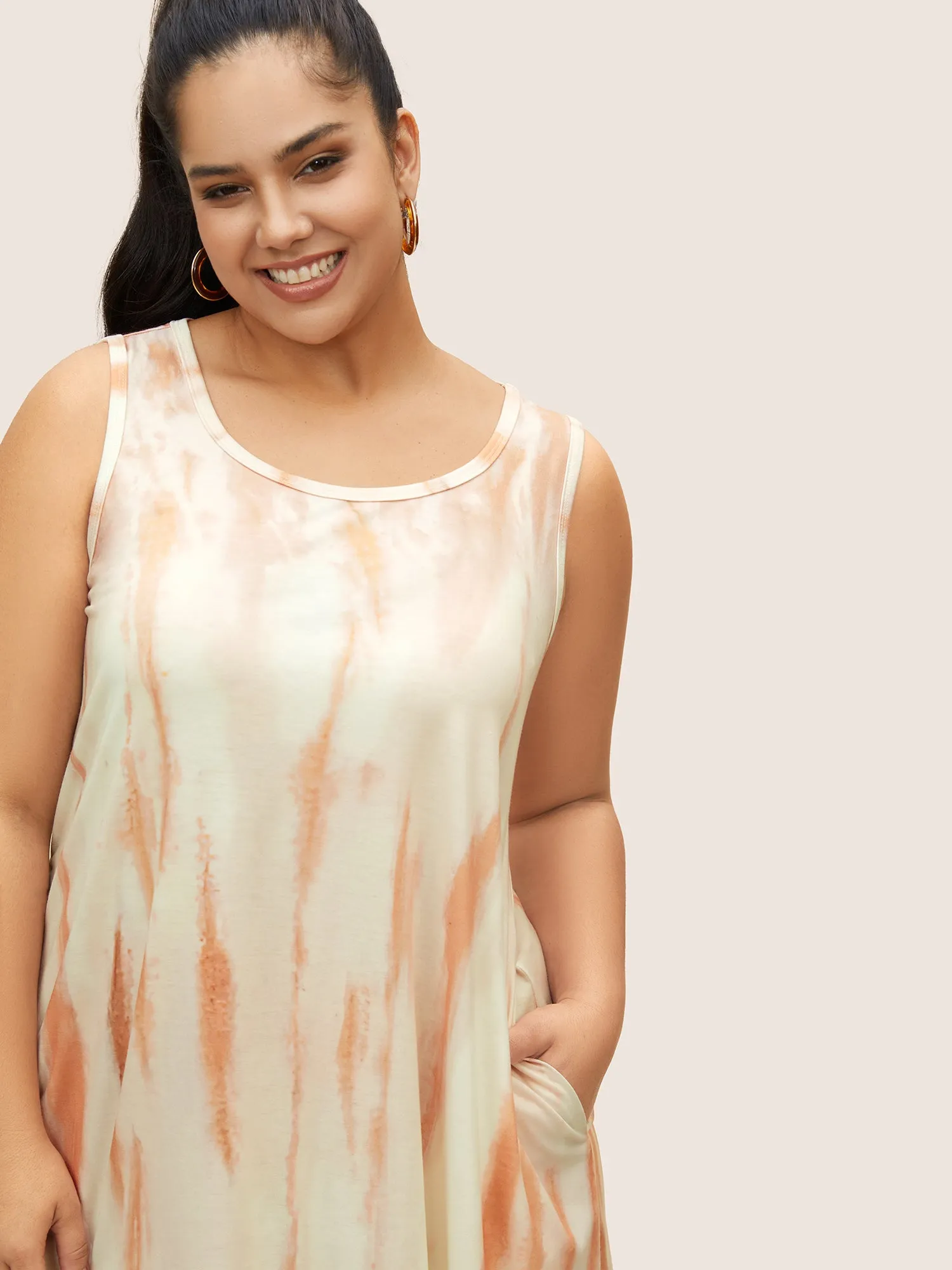 U Neck Tie Dye Pocket Tank Dress sold by Bloomchic product image thumbnail 4