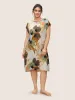 Plants Print Batwing Sleeve Pocket Sleep Dress sold by Bloomchic