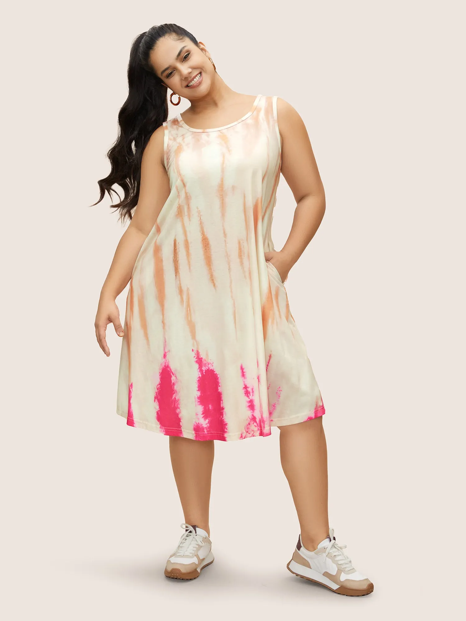 U Neck Tie Dye Pocket Tank Dress sold by Bloomchic product image thumbnail 2
