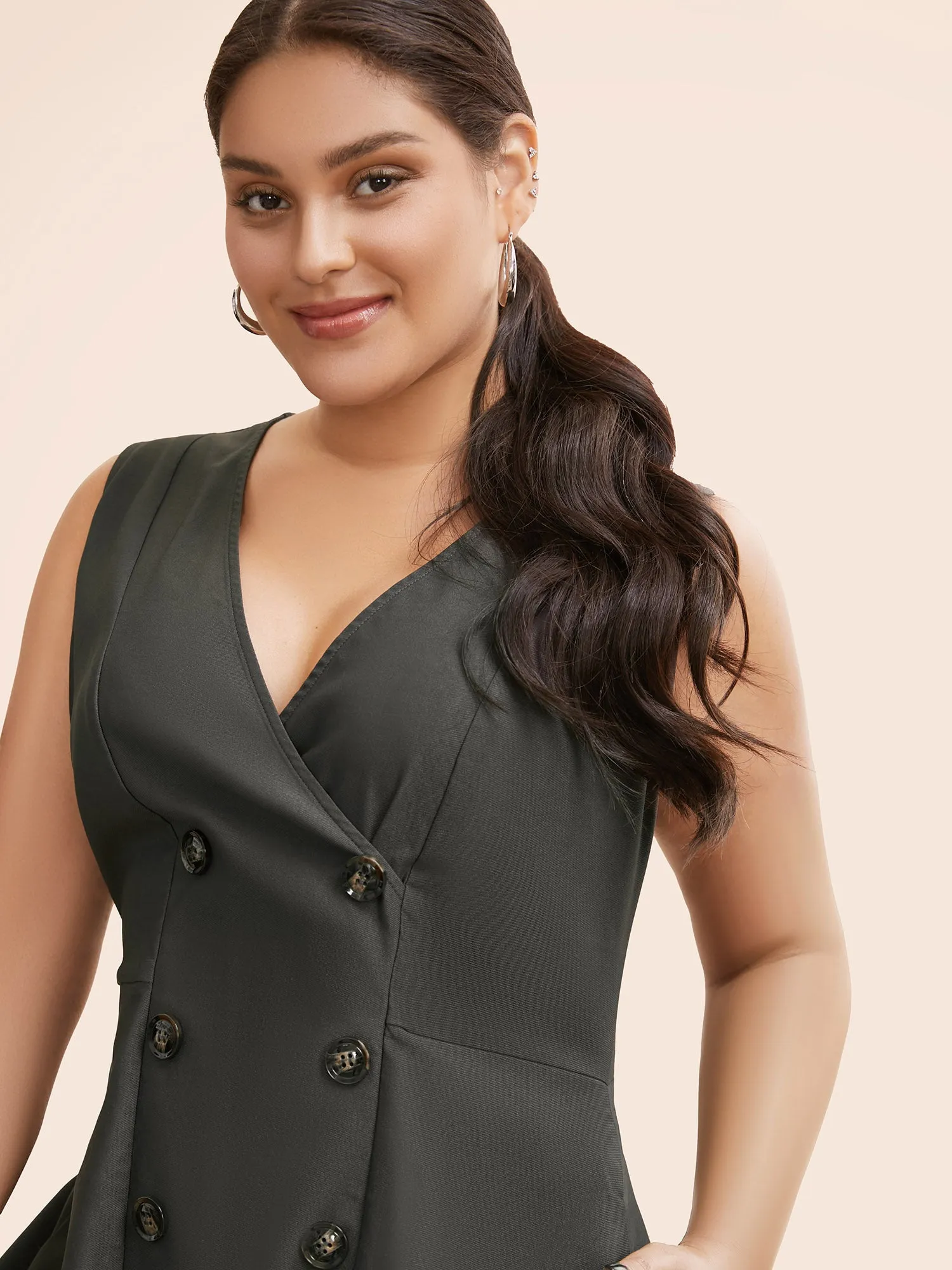 Stretch Woven Double Breasted Wrap Dress sold by Bloomchic product image thumbnail 2