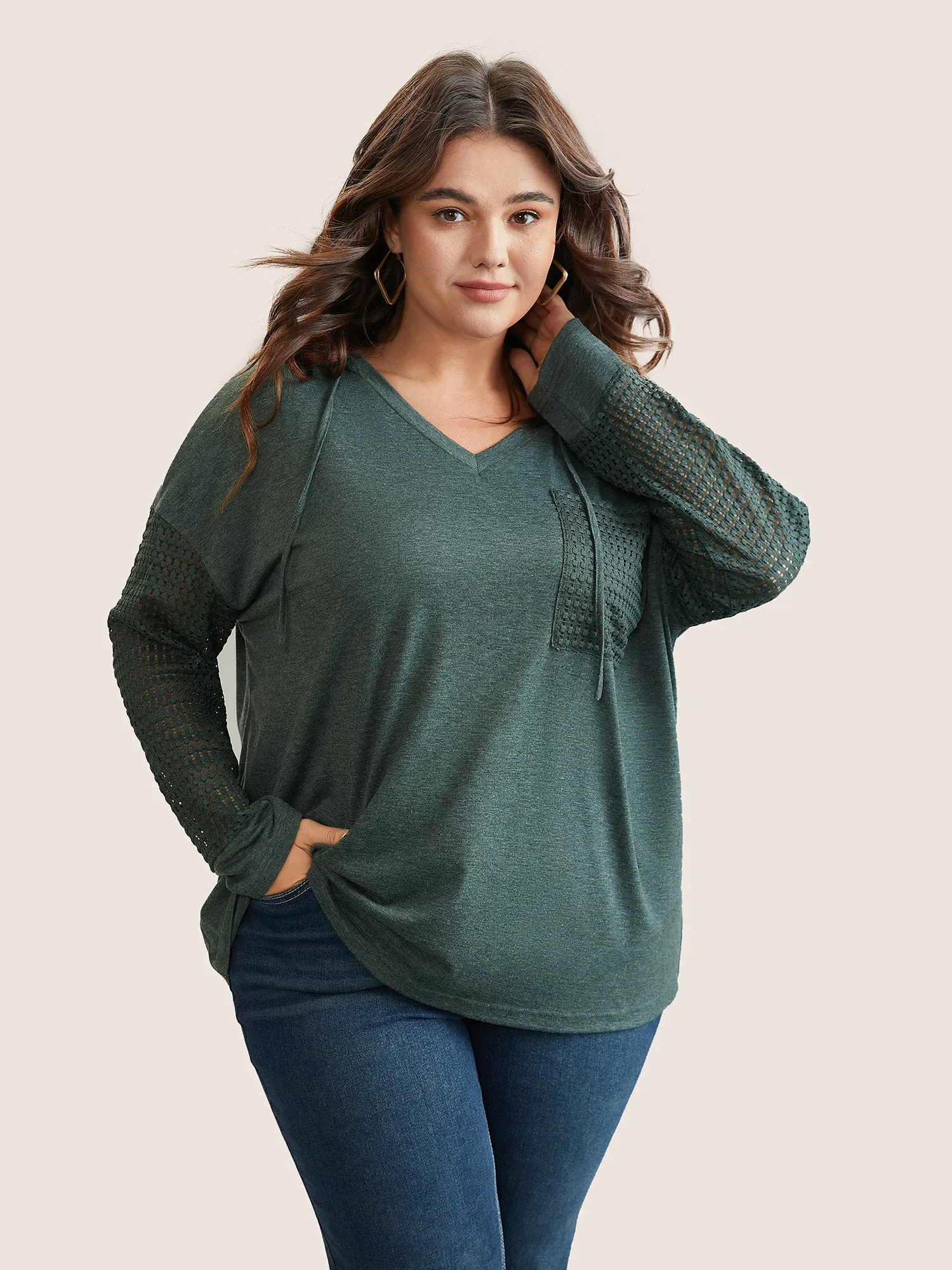 Solid Heather Patched Pocket Textured T-shirt sold by Bloomchic