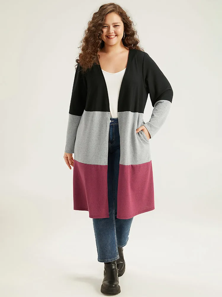 Halloween Colorblock Contrast Open Front Pocket Kimono sold by Bloomchic