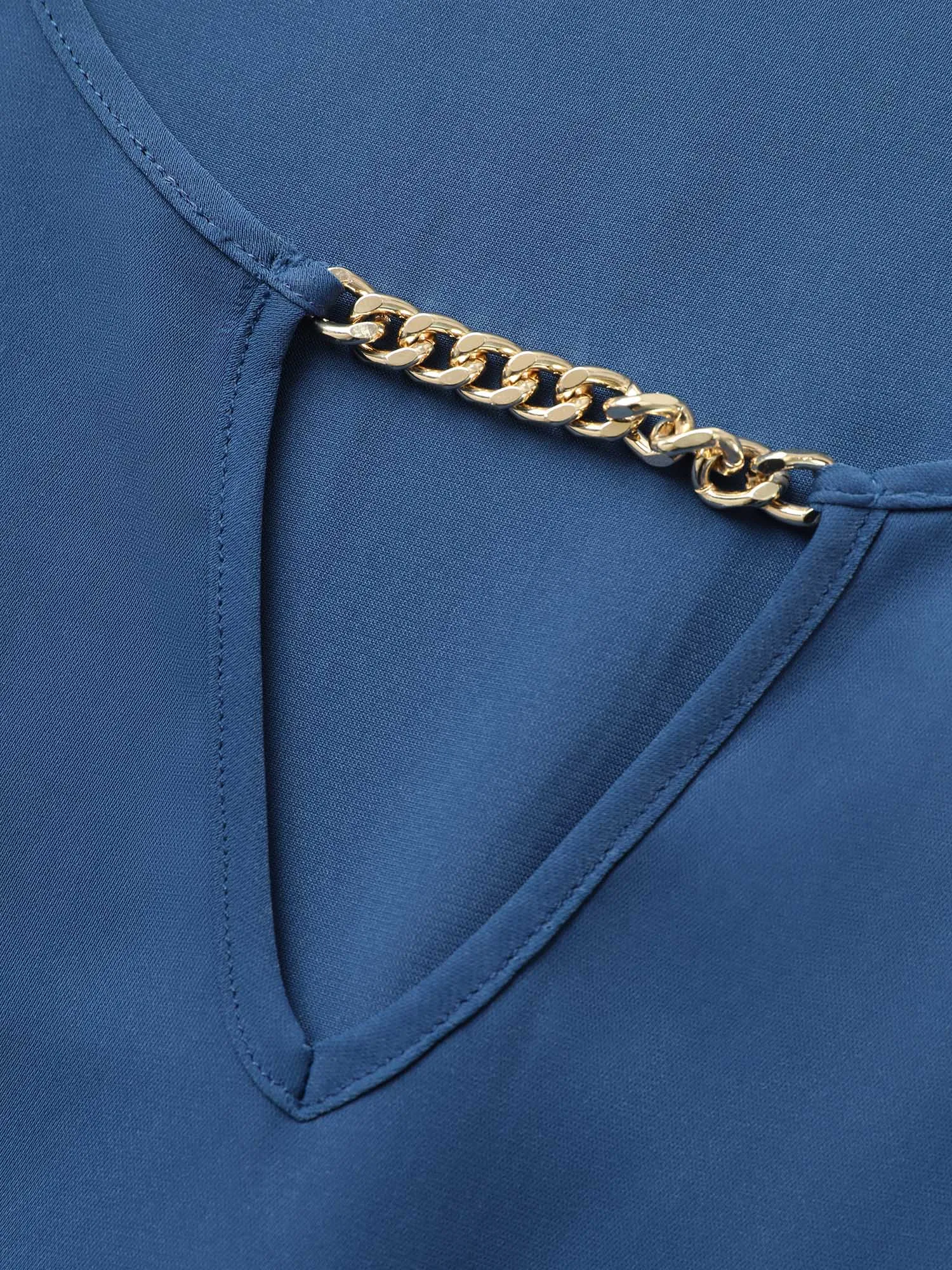 Plain Keyhole Metal Chain Detail Tiered Ruffles Dress sold by Bloomchic product image thumbnail 5