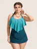 Contrast Ruffles Adjustable Straps Swim Top sold by Bloomchic