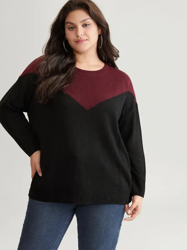 Patchwork Colorblock Drop Shoulder Pullover sold by Bloomchic