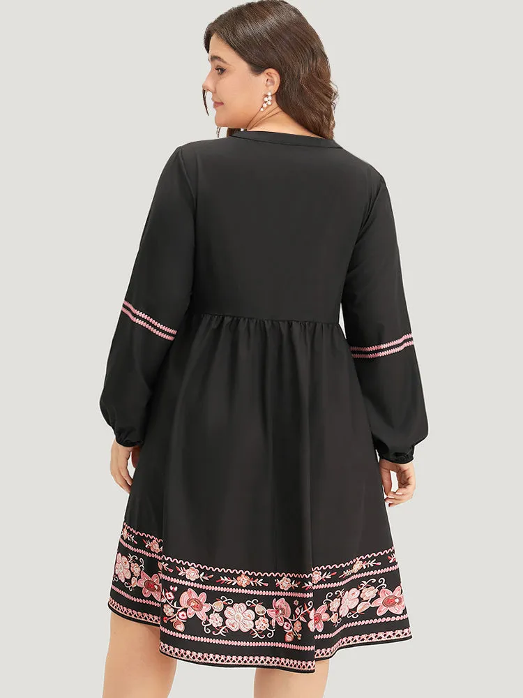 Bandana Print Lantern Sleeve Pocket Dress sold by Bloomchic product image thumbnail 4